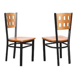 Blalock Black Metal Side Chair High Back with Wood Back and Seat (Carton of 2)