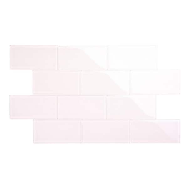 Rose Pale Pink 3 in. x 6 in. Wall Glossy Subway Glass Tile (5 sq. ft./Case)