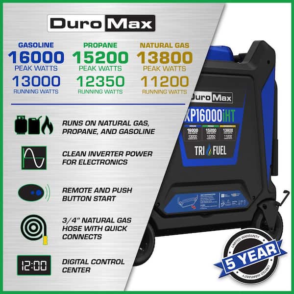 16,000-Watt Remote Start Air Cool VTwin Tri Fuel Whole House Digital Inverter 50 Amp CO Alert Shutdown Home Backup Ready