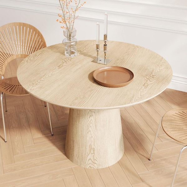 maocao hoom 43 in. Wooden Circular Dining Table, Modern Minimalist