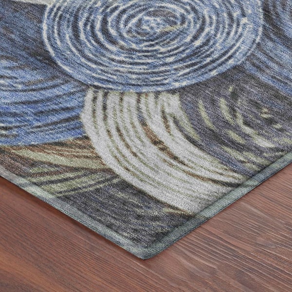 Mayfield Premium Machine Washable Abstract AMF2267 Blue 3 ft. x 4 ft. Area Rug