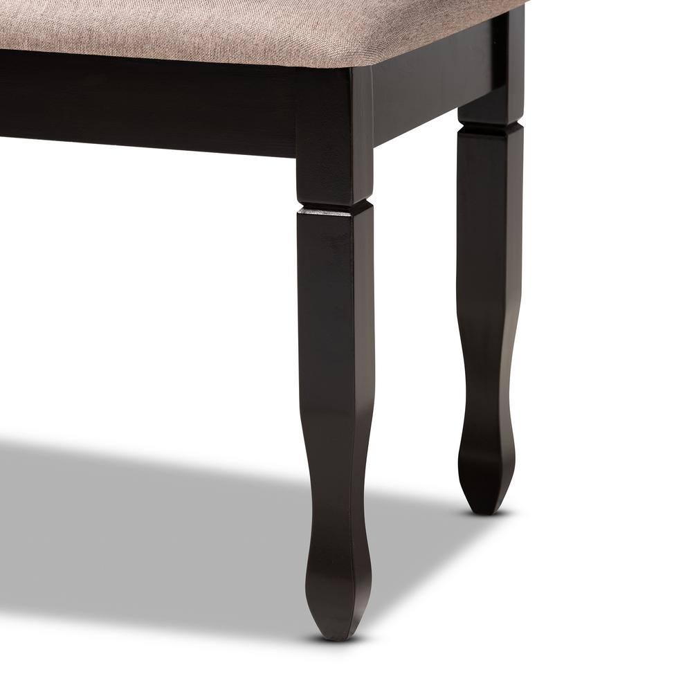 Corey Beige Fabric Upholstered Dark Brown Wood Dining Bench