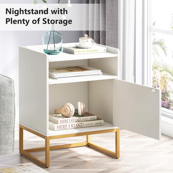 BYBLIGHT Fenley 1-Drawer Gold Nightstand Modern Bedside Table End Side Table  for Bedroom 15.7 in. D x 19.7 in. W x 25.59 in. H BB-CJ190GX - The Home  Depot