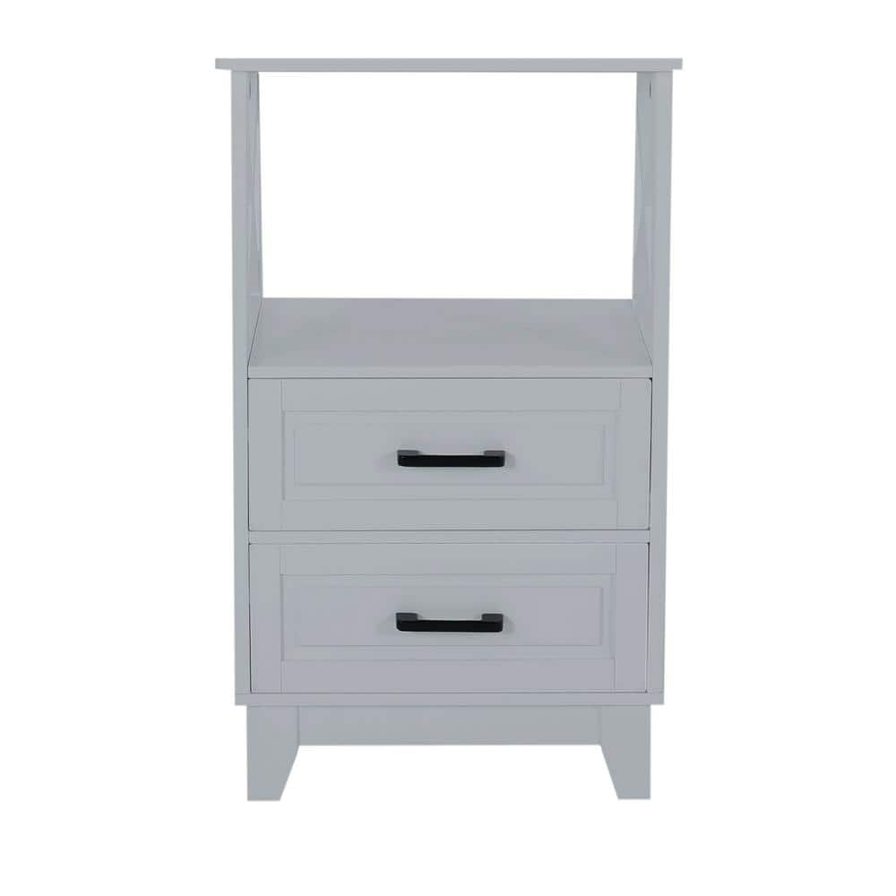 17.75 in. W x 14 in. D x 29.75 in. H Gray Short MDF Freestanding Linen Cabi