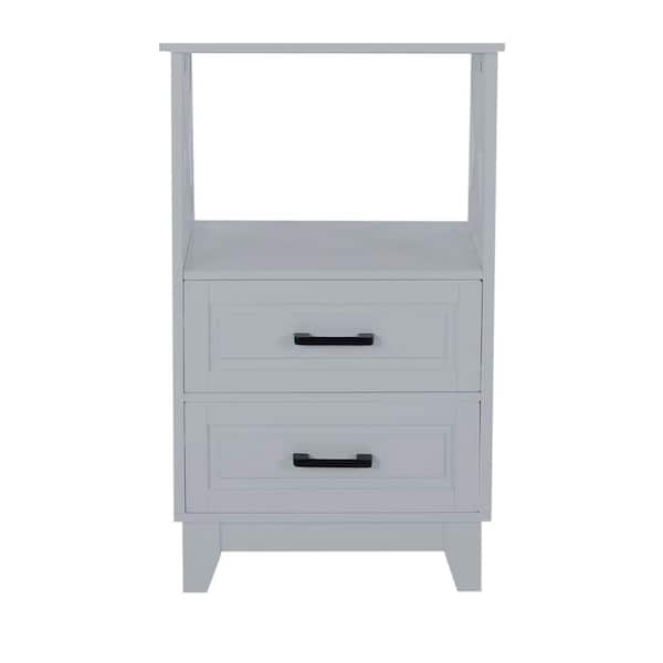 EPOWP 17.75 in. W x 14 in. D x 29.75 in. H Gray Short MDF Freestanding Linen Cabinet with 2 Drawers in Gray