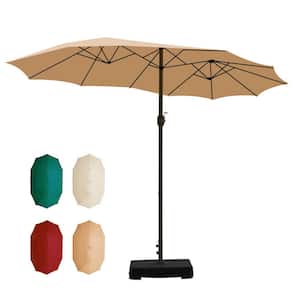 15 ft. Outdoor Market Umbrella Double-Sided Patio Umbrella in Color Light Brown
