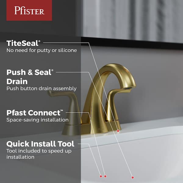 Willa 4 in. Centerset 2-Handle Bathroom Faucet in Brushed Gold