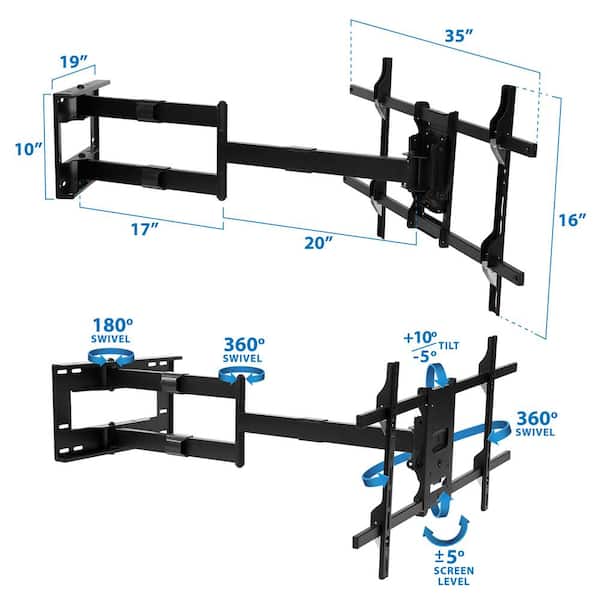 MOUNT-IT! Full Motion TV Wall Mount with Extra Long Extension for