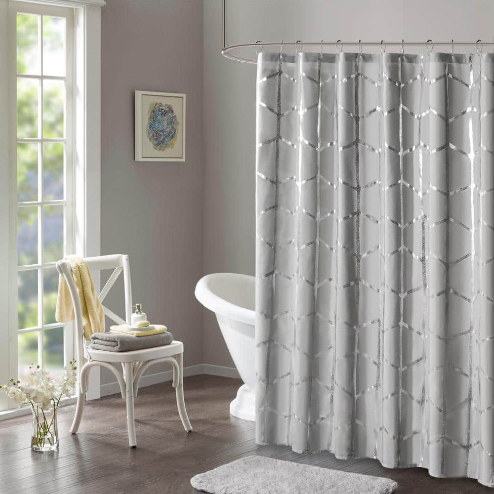Home Essence Apartment Arielle Printed Metallic Shower Curtain, Size: 72 inch x 72 inch, Grey