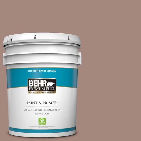 BEHR PREMIUM PLUS 5 gal. #BNC-11 Pink Granite Satin Enamel Low Odor Interior Paint & Primer