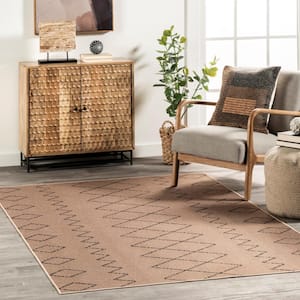 Geometric Easy-Jute Machine Washable Natural 5 ft. x 8 ft. Area Rug