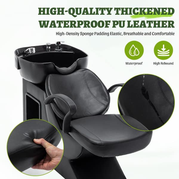Seafuloy PU Leather Reclining Tilt Ergonomic Shampoo Bowl and