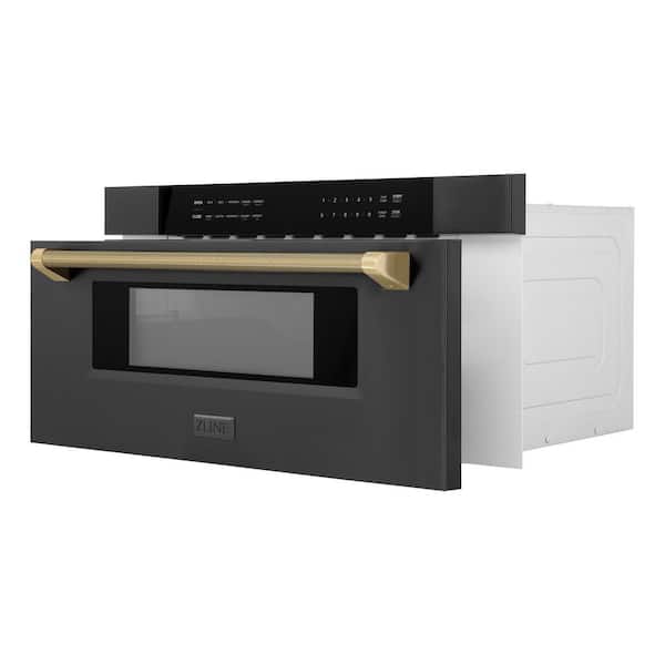 Autograph Edition 30 in. 1.2 cu. ft. Built-in Microwave Drawer in Black Stainless Steel Champagne Bronze Helix Hle