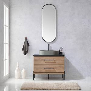 Trento 36 in. W x 21.7 in. D x 34.6 in. H Single Sink Bath Vanity in North Oak with Black Sintered Top