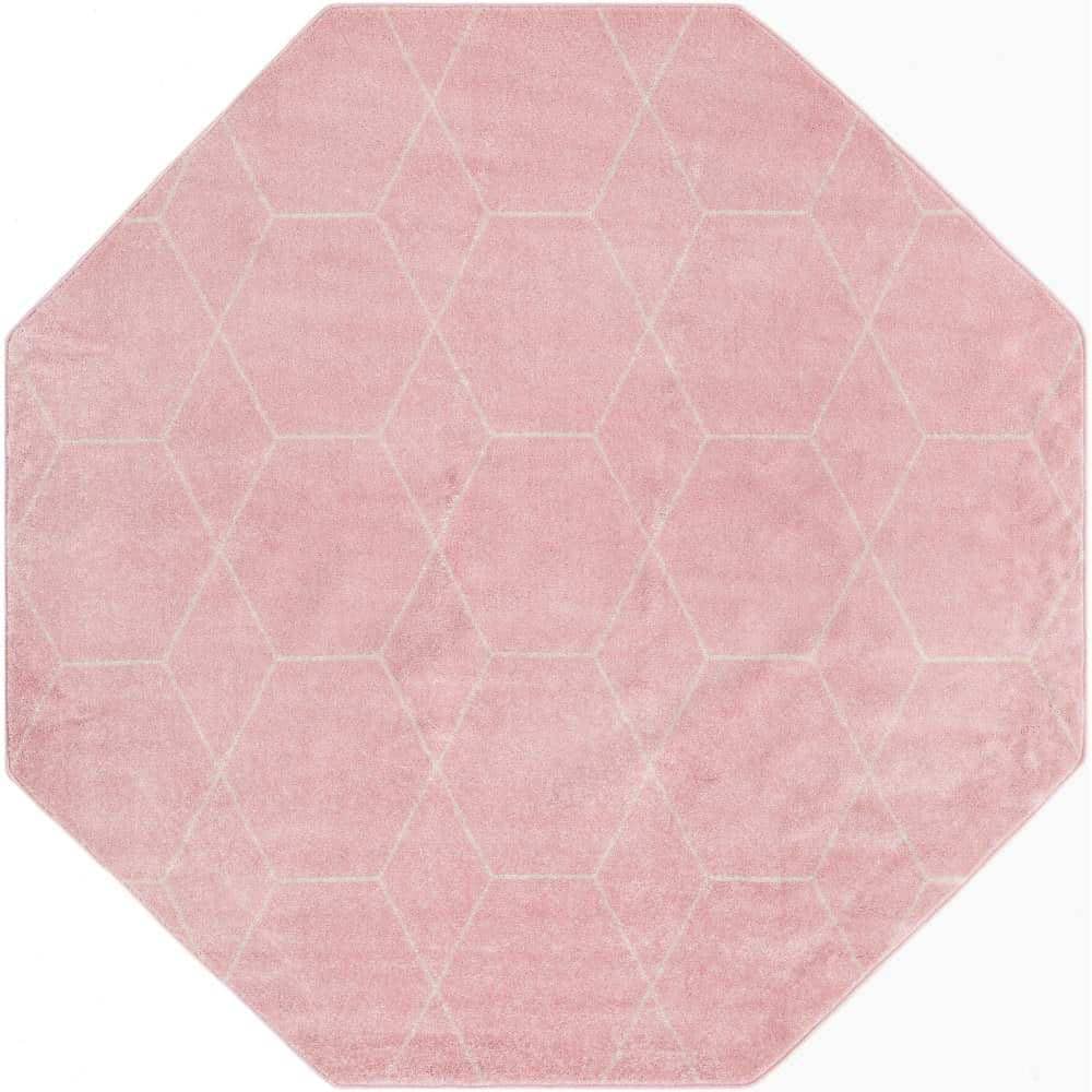 Trellis Frieze Geometric Light Pink 7 ft. 10 in. x 7 ft. 10 in. Area Rug price history on PriceWatchPro