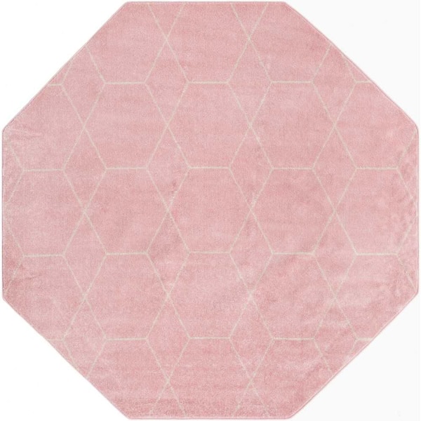 Trellis Frieze Geometric Light Pink 7 ft. 10 in. x 7 ft. 10 in. Area Rug