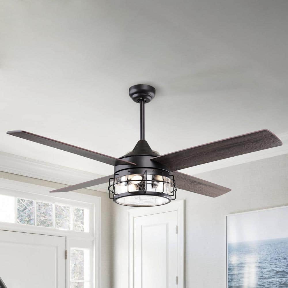 52-Inch Oil-Rubbed Bronze Industrial Ceiling Fan with Light and Remote