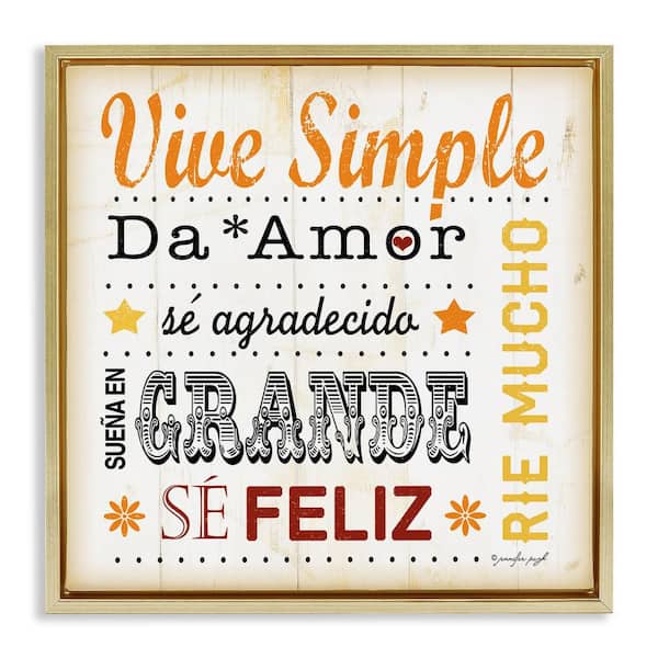 Stupell Industries Daily Inspirations by Jennifer Pugh Gold Floater Frame Typography Graphic Art Print 18 in. x 18 in.