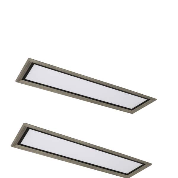 Commercial Electric Augusta 50 in. x 15 in. Black, Washed Gray Frame 4000 Lumens CCT Selectable LED Flush Mount Ceiling Light (2-Pack)