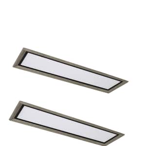 Augusta 50 in. x 15 in. Black, Washed Gray Frame 4000 Lumens CCT Selectable LED Flush Mount Ceiling Light (2-Pack)