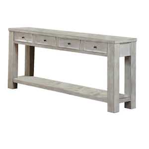 64 in. White Standard Rectangle Wood Console Table with 4-Drawers