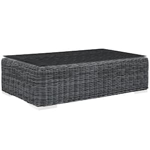 Summon Patio Glass Top Outdoor Coffee Table in Gray