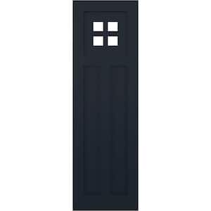 12 in. x 37 in. True Fit PVC San Antonio Mission Style Fixed Mount Flat Panel Shutters Pair in Starless Night Blue