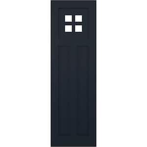 15 in. x 34 in. True Fit PVC San Antonio Mission Style Fixed Mount Flat Panel Shutters Pair in Starless Night Blue