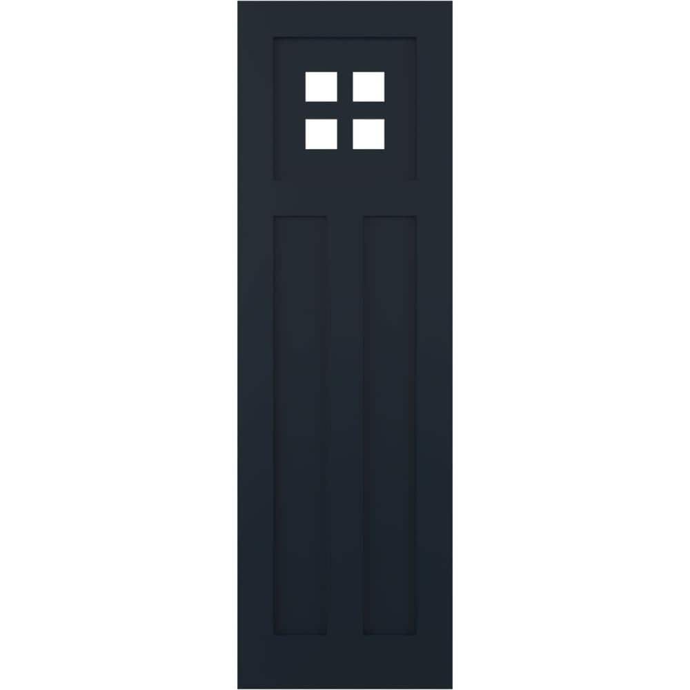 18 in. x 30 in. PVC True Fit San Antonio Mission Style Fixed Mount Flat Panel Shutters Pair in Starless Night Blue price history on PriceWatchPro