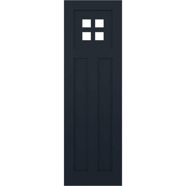 Ekena Millwork 18 in. x 45 in. True Fit PVC San Antonio Mission Style Fixed Mount Flat Panel Shutters Pair in Starless Night Blue