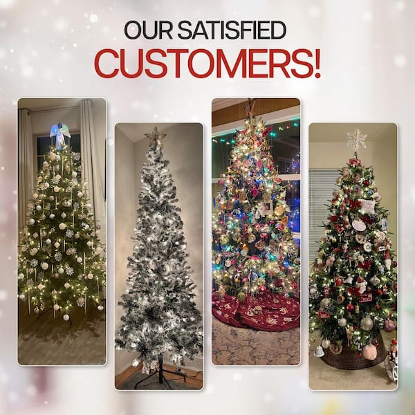 Buy Yaheetech 4.5ft Pre-lit Artificial Christmas Tree With Incandescent Warm White Lights Snow Flocked Full Prelighted Xmas Tree With 340 Branch Tips 150 Incandescent Lights Foldable Stand White