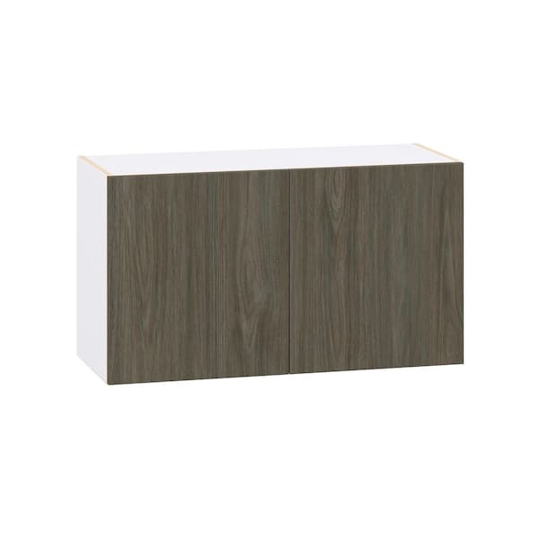 J COLLECTION 36 in. W x 14 in. D x 20 in. H Medora Textured Slab Walnut Assembled Wall Bridge Kitchen Cabinet