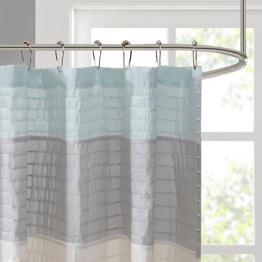 Amherst Aqua 72 in. Faux Silk Shower Curtain