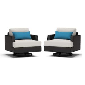 Portofino Comfort Brown Aluminum Outdoor Lounge Chair with Sunbrella Dove Gray Cushion 2-Pack