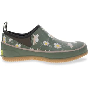 Women's Dainty Daisy Waterproof Rubber Neoprene Garden Shoe - Green Size 10