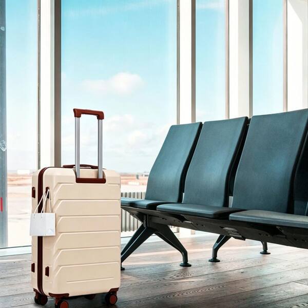 Wudkey 3-Piece Beige ABS Plastic Luggage Set with Combination Lock