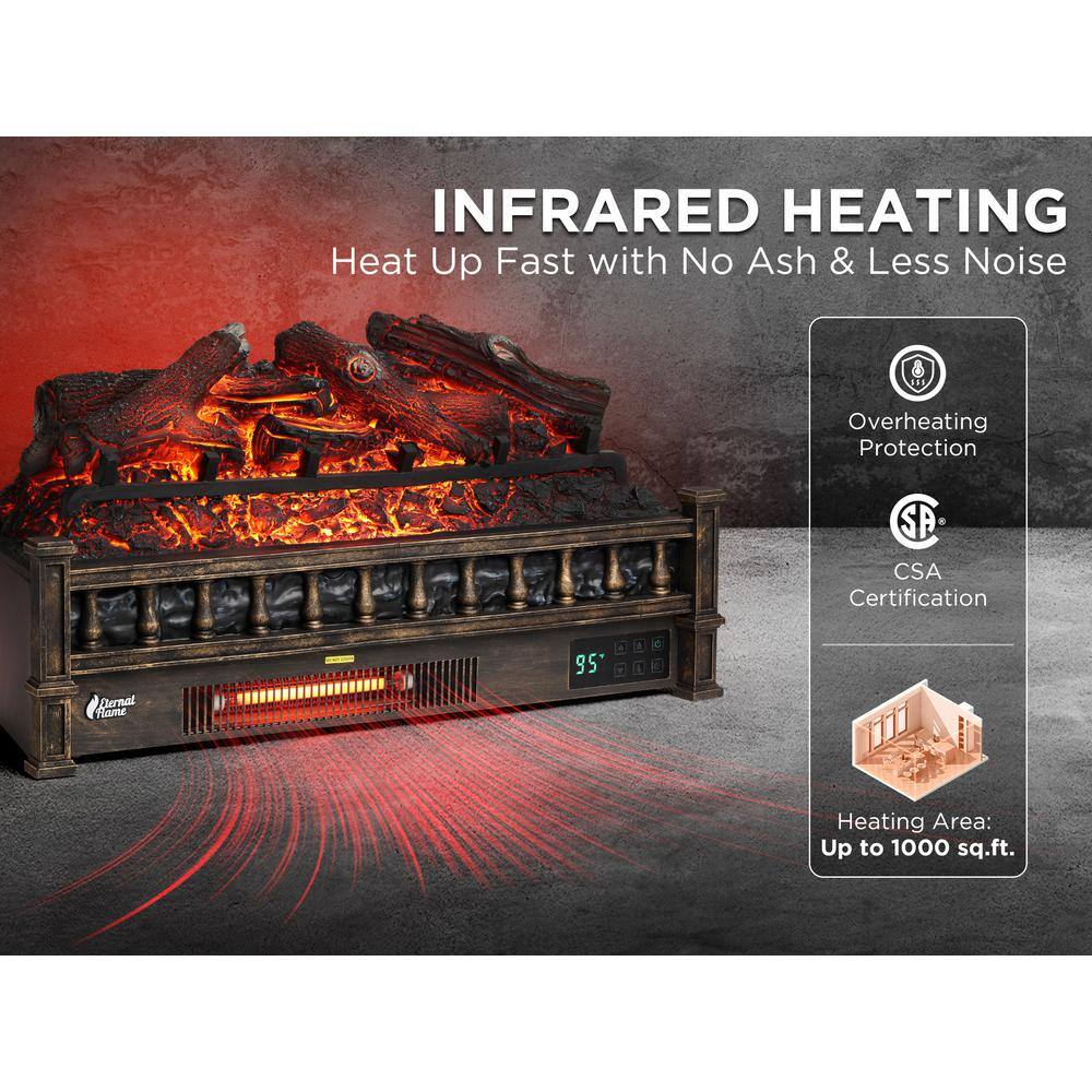 Bronze 26" WiFi Infrared Quartz Electric Fireplace Log Heater