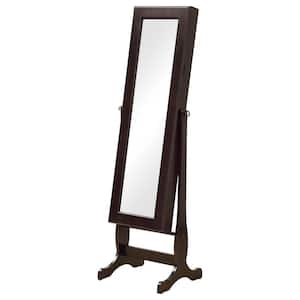 Belzar Cappuccino Wood Jewelry Cheval Mirror 18.5 in. W Jewelry Armoire with Drawers