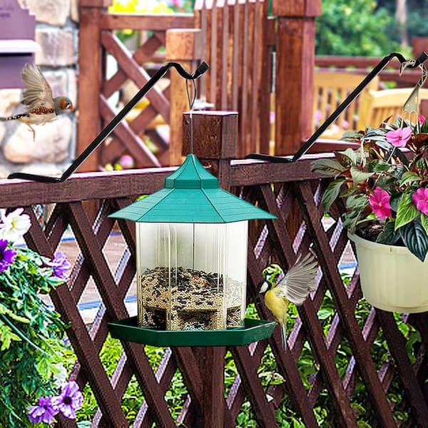 SenQWFa Metal Deck Rail Plant Hook 4-Pack Heavy Duty Angled Hanger for Planters Lanterns Wind Chimes Fits 2 x 4 2 x 6 Rails