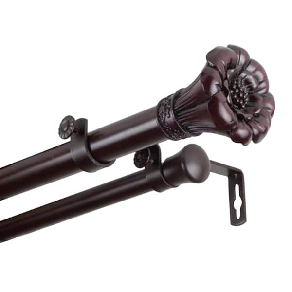 Rod Desyne 48 in. - 84 in. 1 in. Blossom Double Curtain Rod Set in