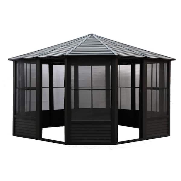 12 ft. x 12 ft. Florence Solarium Metal Roof Black