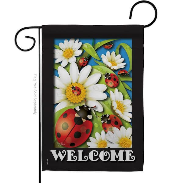 Breeze Decor 13 in. x 18.5 in. Ladybug Heaven Bugs and Frogs Garden Flag 2-Sided Friends Decorative Vertical Flags
