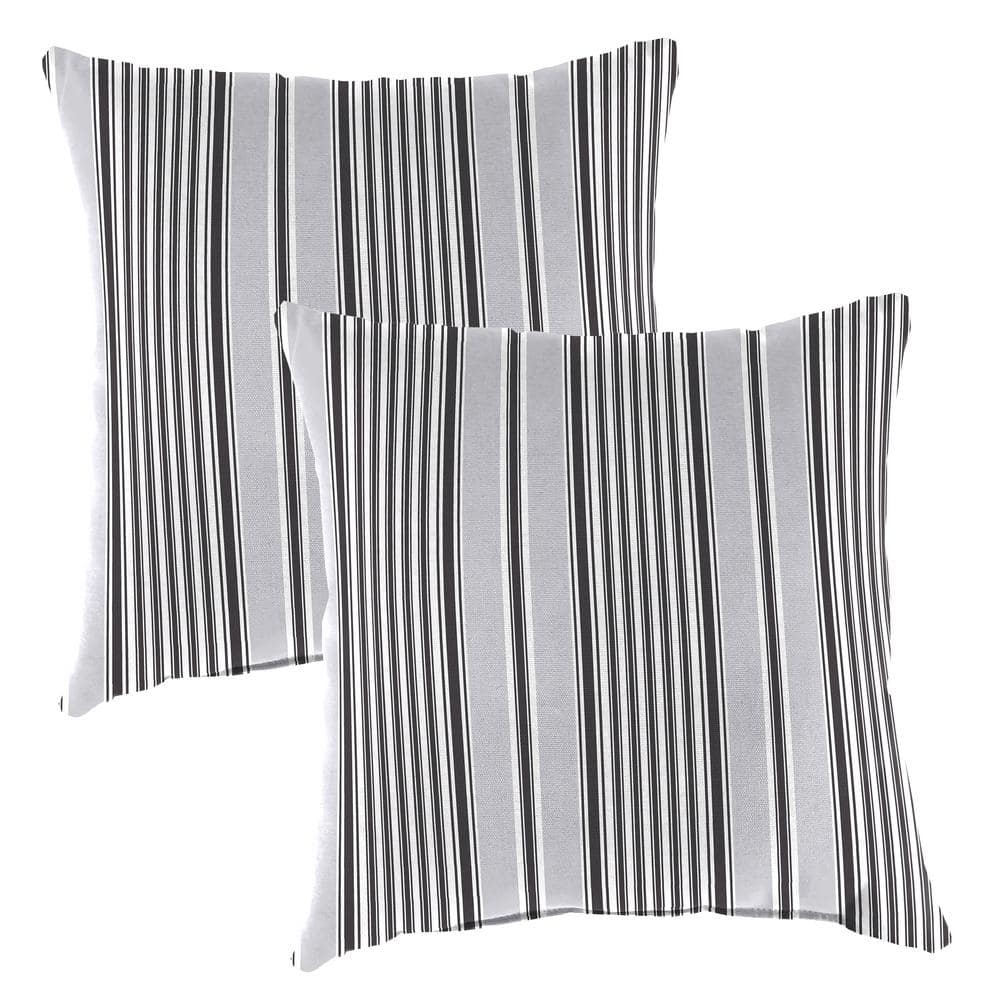 16 in. L x 16 in. W x 4 in. T Square Outdoor Throw Pillow in Worth Black and Grey (2-Pack) price history on PriceWatchPro