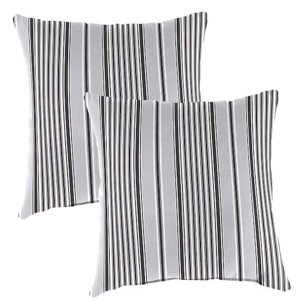 Jordan Manufacturing 16 in. L x 16 in. W x 4 in. T Square Outdoor Throw Pillow in Worth Black and Grey (2-Pack)