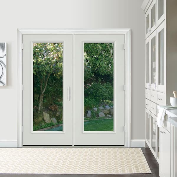 72 in. x 80 in. Primed Steel Right-Hand Inswing Full Lite Glass Stationary/Active Patio Door
