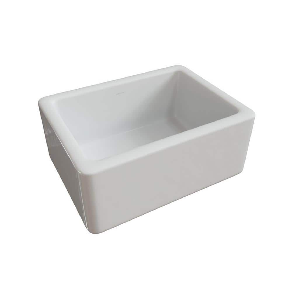 24'' White Fireclay Farmhouse Apron Single Bowl Kitchen Sink