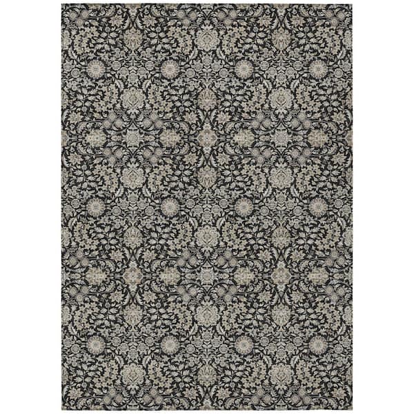 Chantille Machine Washable Indoor/Outdoor Abstract ACN3101 Black 5 ft. x 7 ft. 6 in. Area Rug