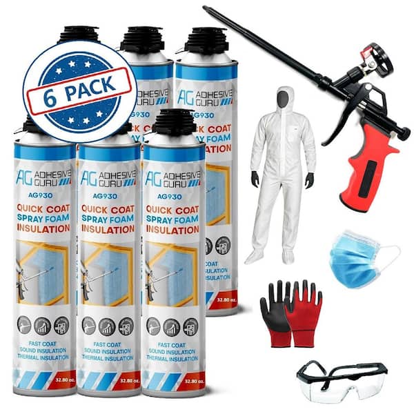 AG930 32.8 oz. Insulation Spray Foam, Thermal and Sound Insulation (6 pack) and AG950 Foam Dispensing Gun