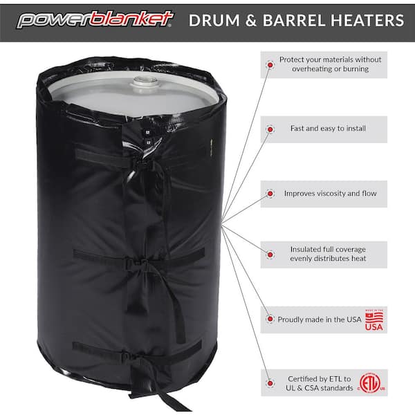 Powerblanket 55-Gallon Insulated PRO Drum Heater/Barrel Blanket — Includes  Adjustable Thermostat, 780 Watts, 120 Volt, Model# BH55PRO