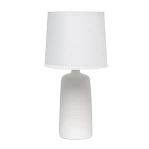 15 .75 in. Off White Textured Linear Ceramic Table Lamp